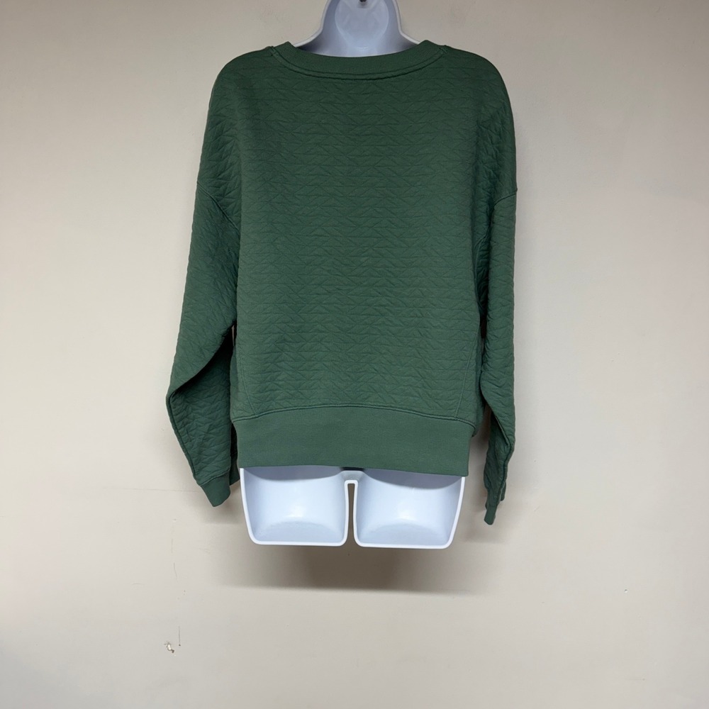 All in Motion Women's Quilted 100% Cotton Crewneck Sweatshirt Pocket Green - Picture 5 of 16